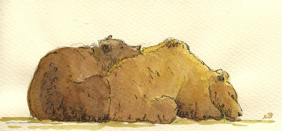 Wildlife Painting - Grizzly bears by Juan  Bosco