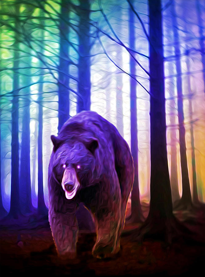 Bear Digital Art - Grizzly Card by Michael Pittas
