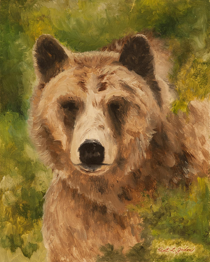 Grizzly Encounter Painting by Kent L Gordon