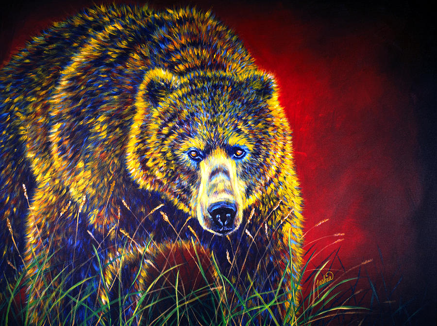 Grizzly Gaze Painting by Teshia Art