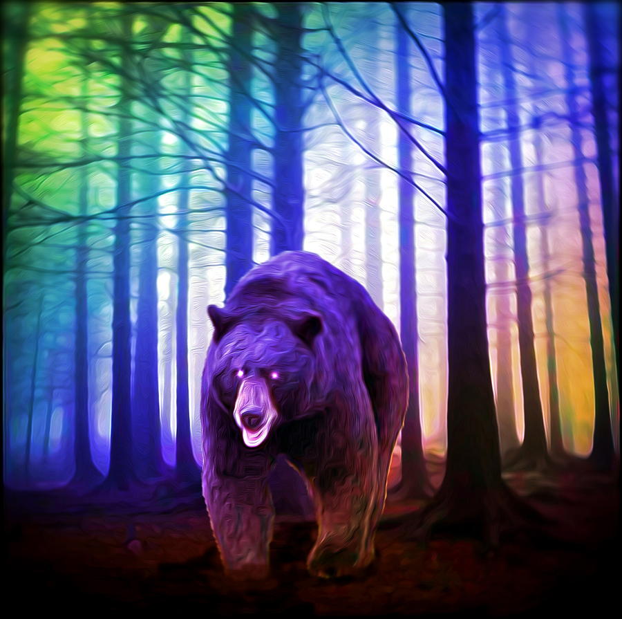 Grizzly In The Woods Digital Art by Michael Pittas