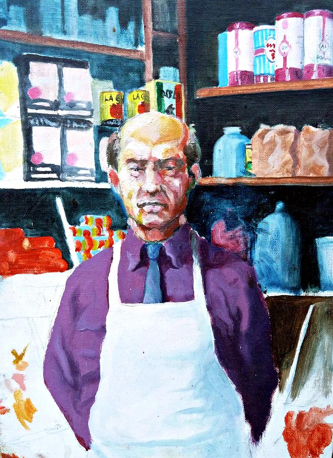Portrait Painting - Grocer by Daniel Strand