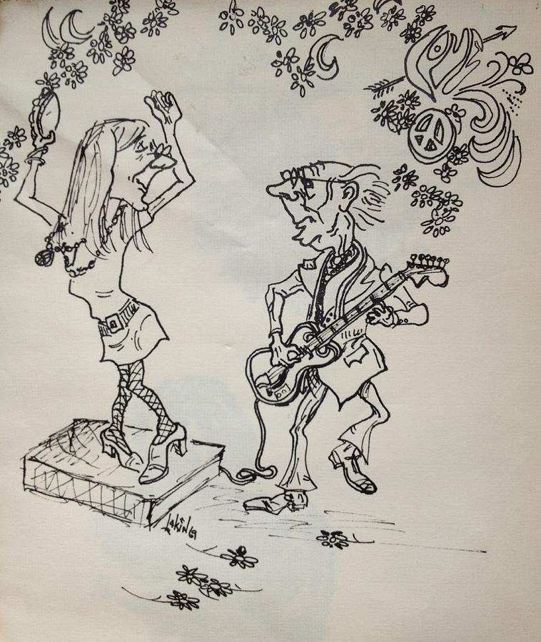 Groovey Far Out 1969 Drawing by Alan Lakin