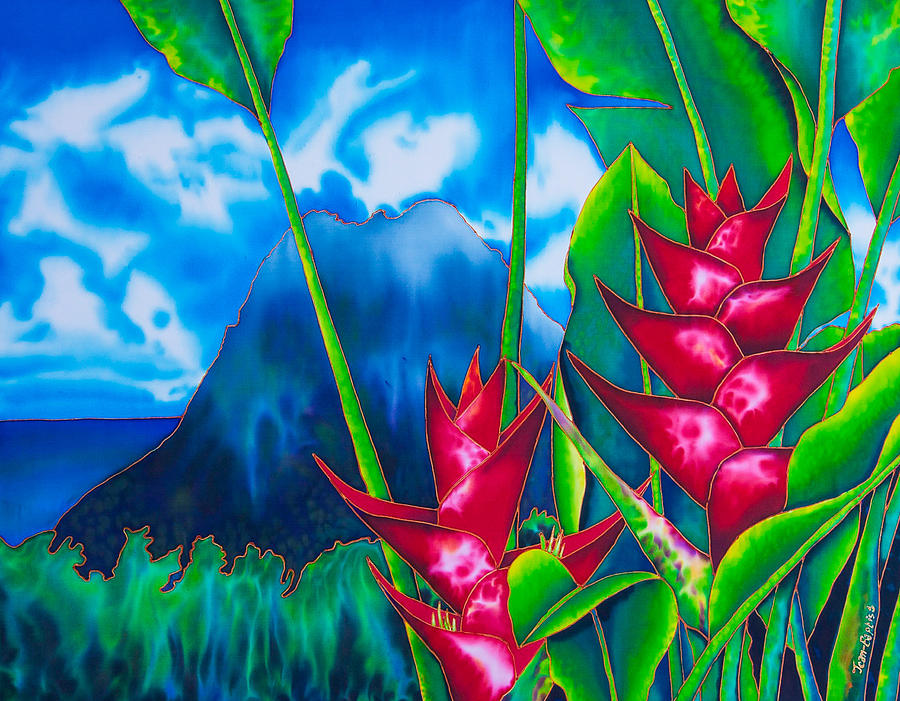 Gros Piton and Heliconia Painting by Daniel Jean-Baptiste