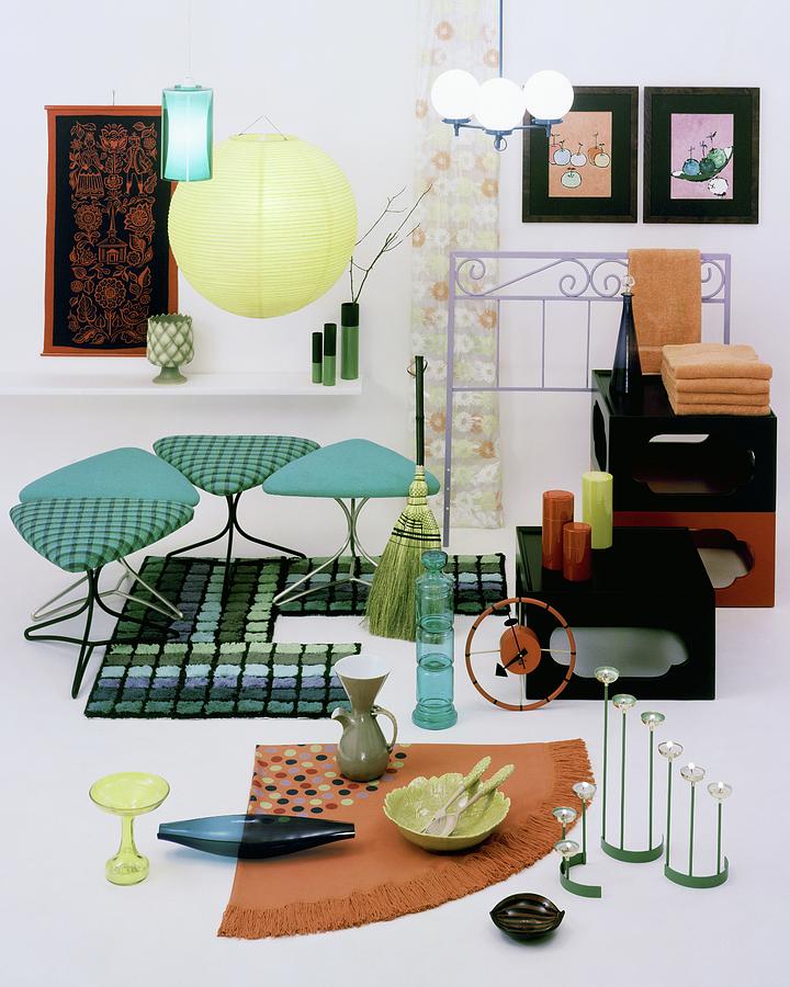 Group Of Furniture And Decorations In 1960 Colors Photograph by Tom Yee