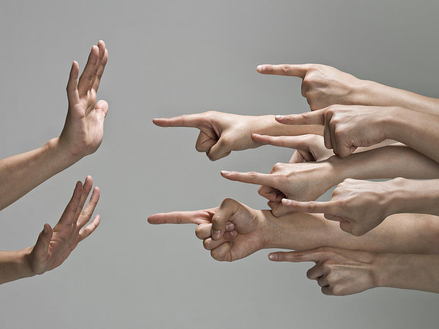 Group of hands with pointing finger Photograph by Kokouu