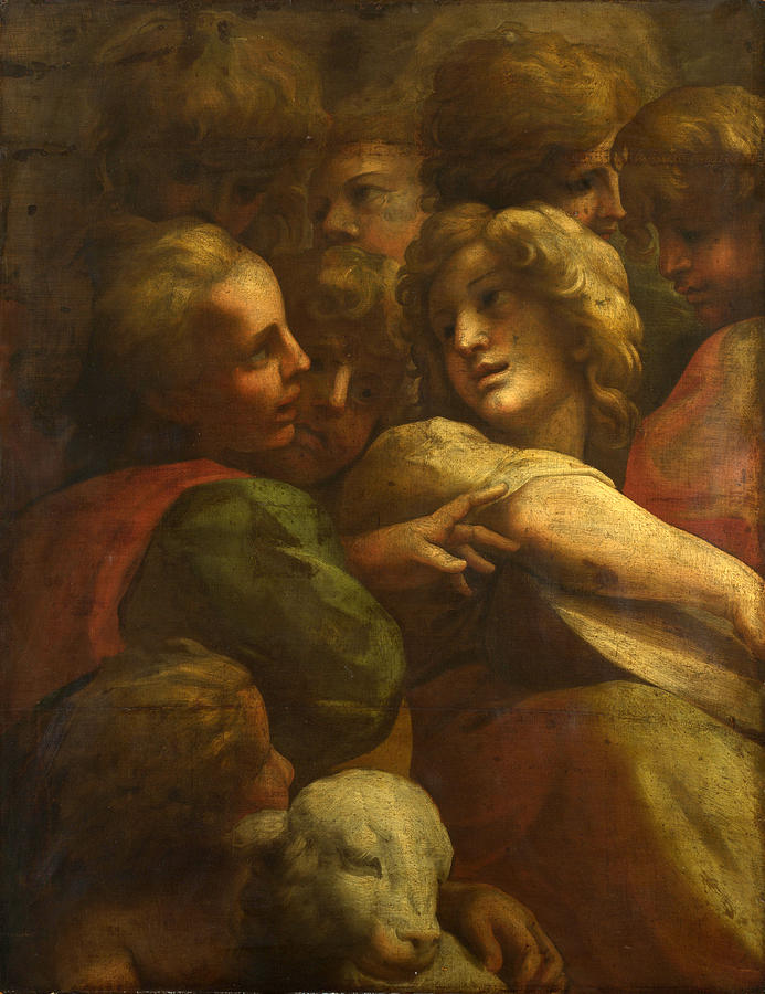 Group of Heads Painting by After Correggio