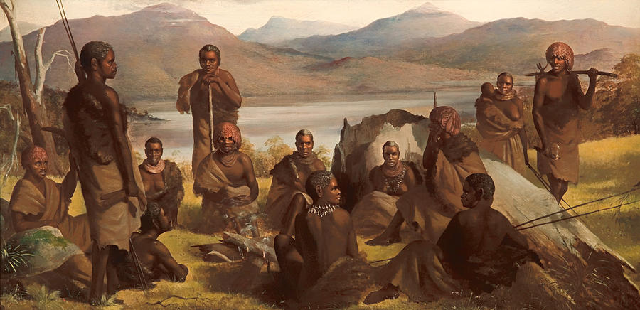 Vintage Painting - Group of Natives of Tasmania by Mountain Dreams