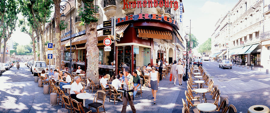 Paris Photograph - Group Of People At A Sidewalk Cafe by Panoramic Images