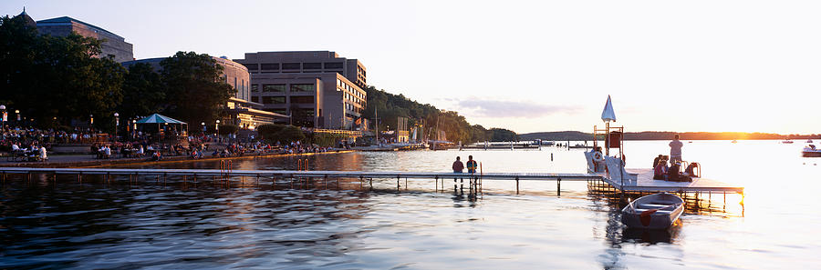 Madison Photograph - Group Of People At A Waterfront, Lake by Panoramic Images