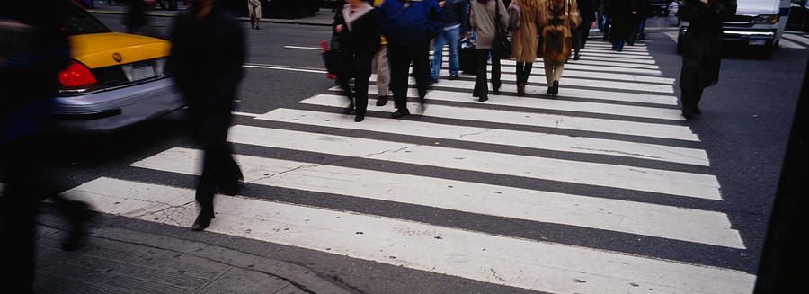 Rush Hour Movie Photograph - Group Of People Crossing At A Zebra by Panoramic Images
