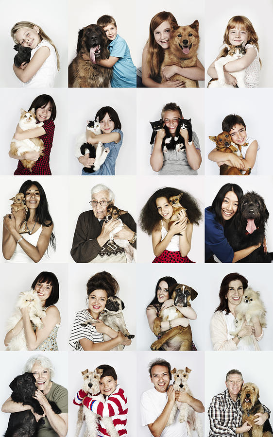 Group of people hugging their pets Photograph by Flashpop
