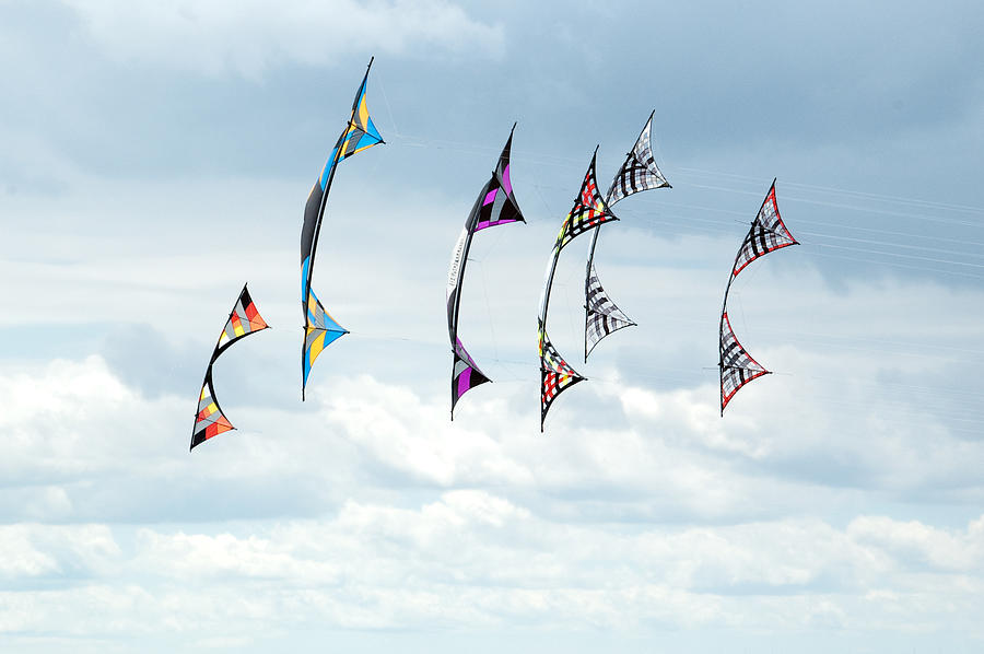 Group of Revolution kites at the Windscape Kite Fest Photograph by Rob Huntley