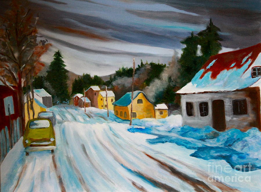 Winter Landscape Scene Painting - Group of Seven Snowy Laurentian Homestead  by Sherrill McCall