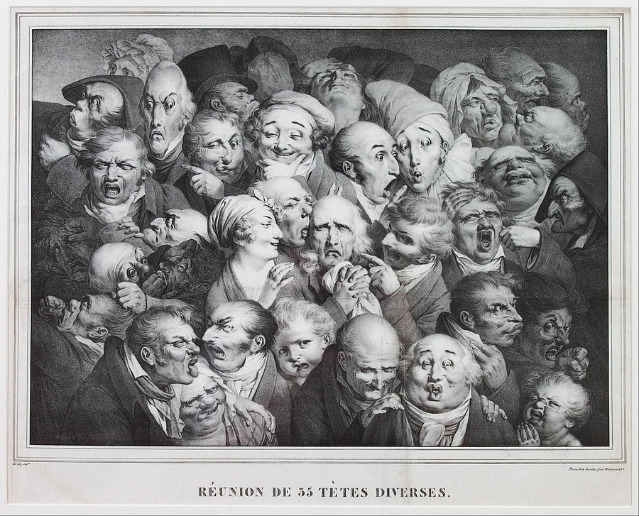 Group of Thirty-Five Heads Drawing by Louis Leopold Boilly