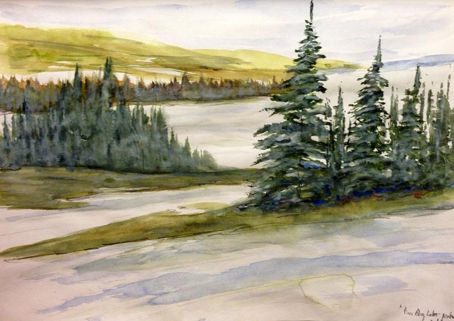 Grouping of Pines - Winter  Painting by Desmond Raymond
