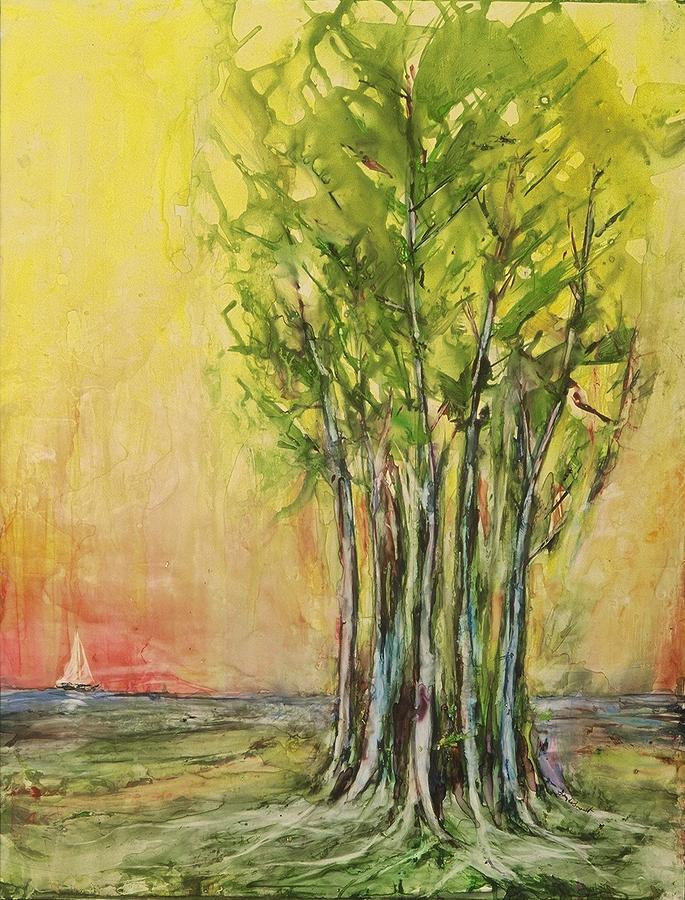 Grove at Sunrise Painting by Gary DeBroekert