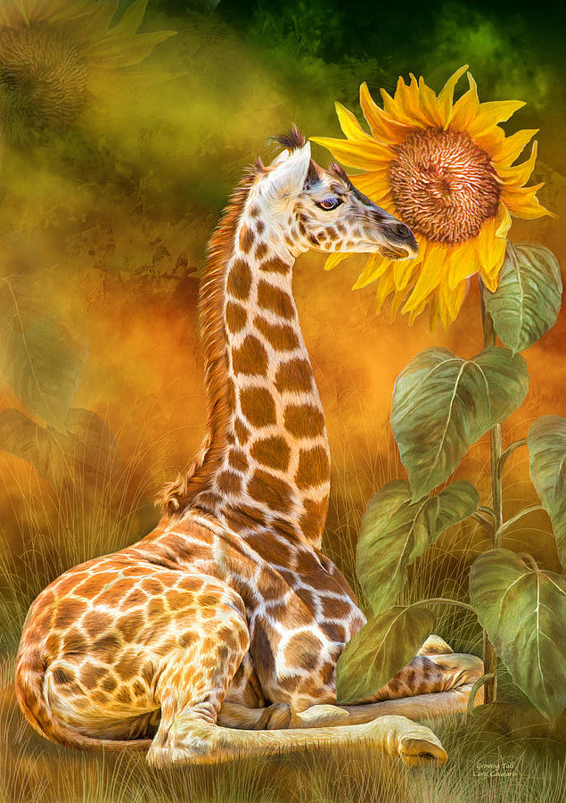 Giraffe Mixed Media - Growing Tall - Giraffe by Carol Cavalaris