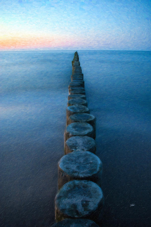 Groynes Baltic Sea Ger3394 Painting by Dean Wittle