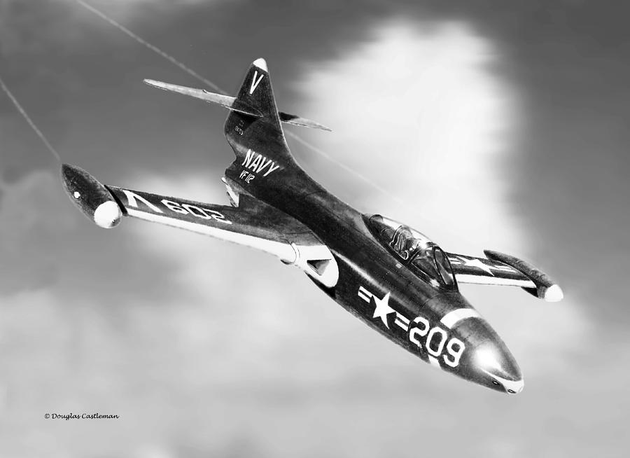 Grumman F9F Panther Drawing by Douglas Castleman