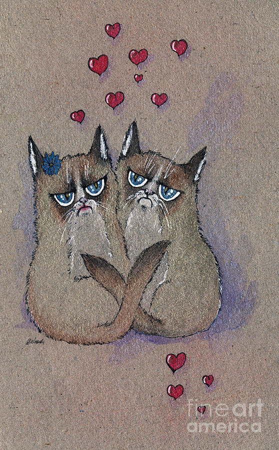 Grumpy Cat Lovers Painting by Ang El