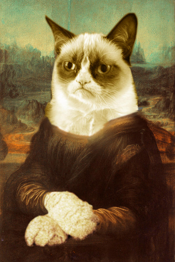 Grumpy Cat Mona Lisa Painting by Tony Rubino