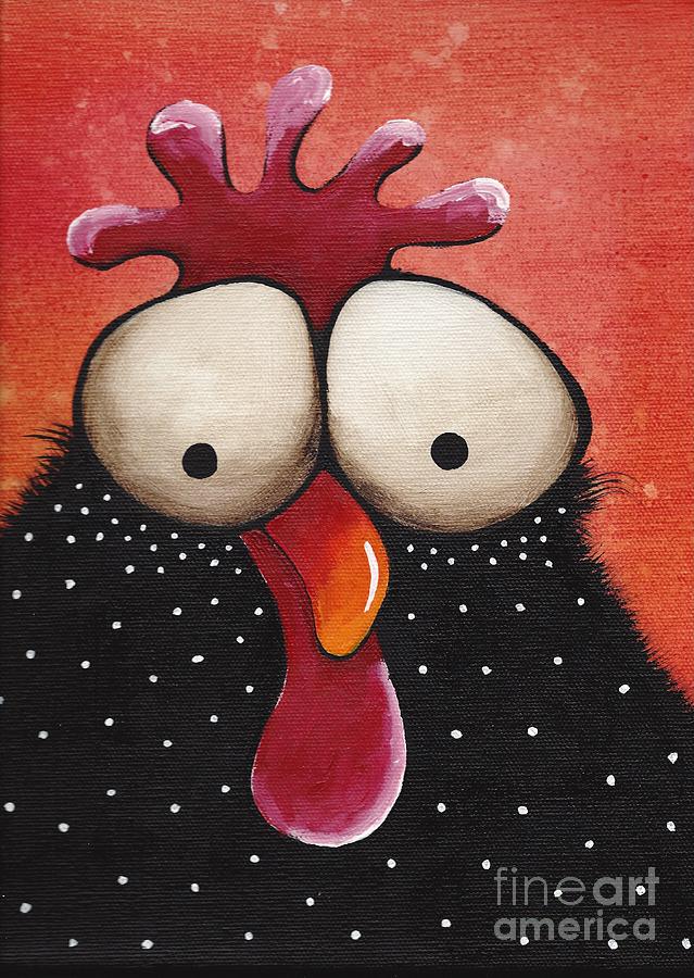 Chicken Painting - Grumpy Chicken by Lucia Stewart