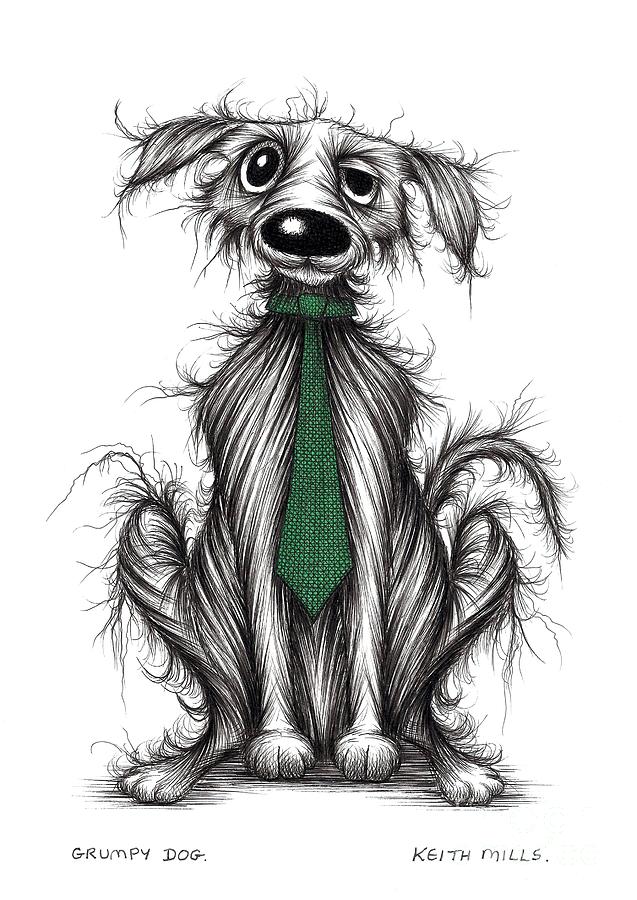 Grumpy dog Drawing by Keith Mills