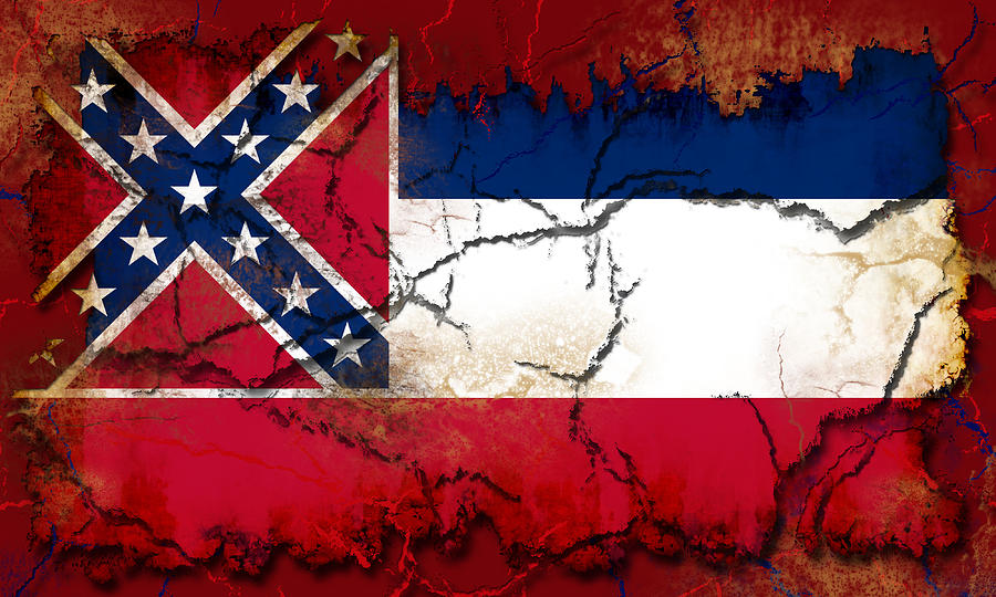 Grunge and Eroded Mississippi Flag Digital Art by David G Paul