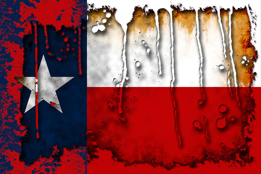 Flag Digital Art - Grunge and Splatter Texas Flag by David G Paul