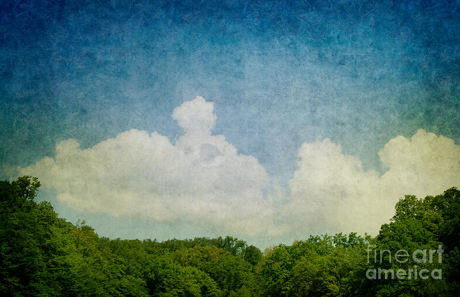 Abstract Digital Art - Grunge background with landscape by Mythja Photography