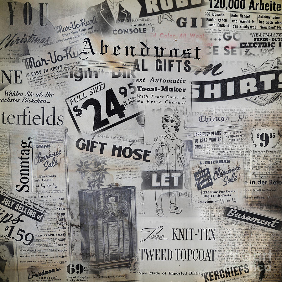 Grunge background with old magazines from 1938. by Yaromir Mlynski