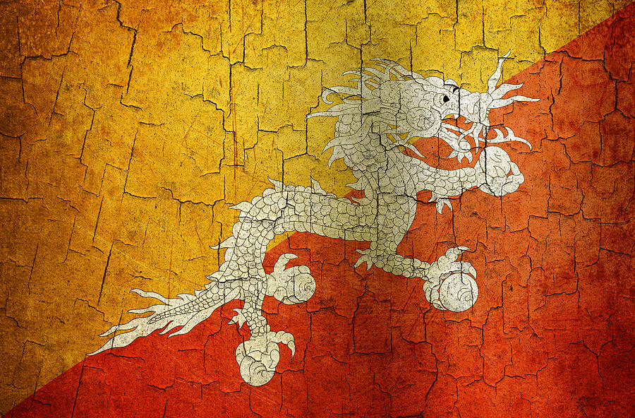 Grunge Bhutan flag Digital Art by Steve Ball