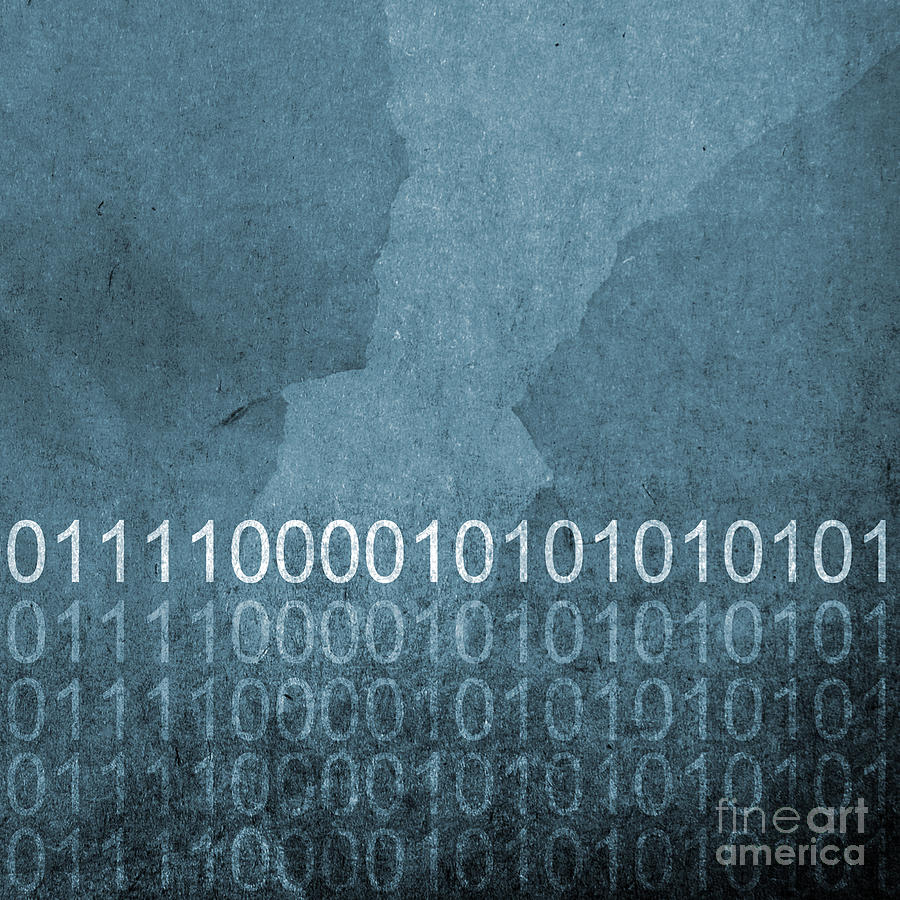 Abstract Photograph - Grunge Blue Binary Code Background by THP Creative