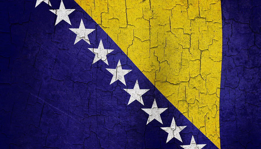 Grunge Bosnia and Hertzegoniva flag Digital Art by Steve Ball