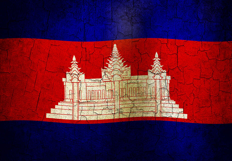 Grunge Cambodia flag Digital Art by Steve Ball