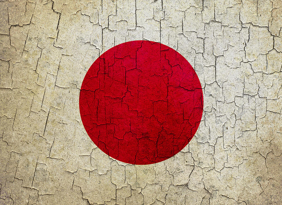Grunge Japan flag Digital Art by Steve Ball