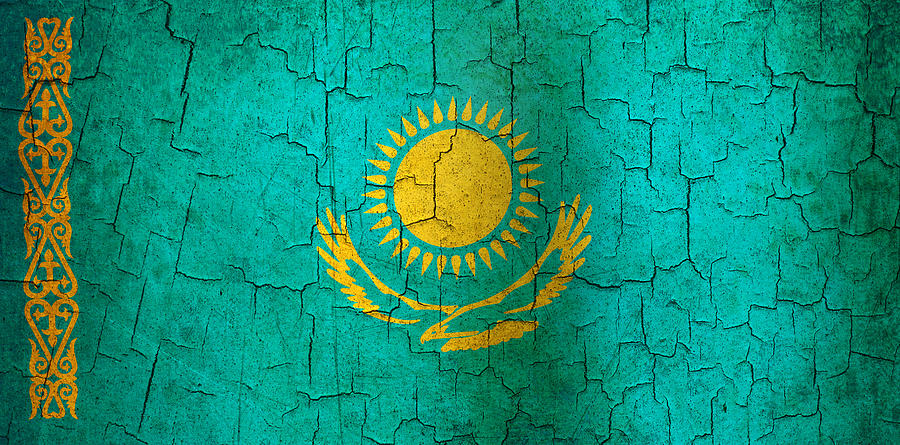 Grunge Kazakhstan flag Digital Art by Steve Ball