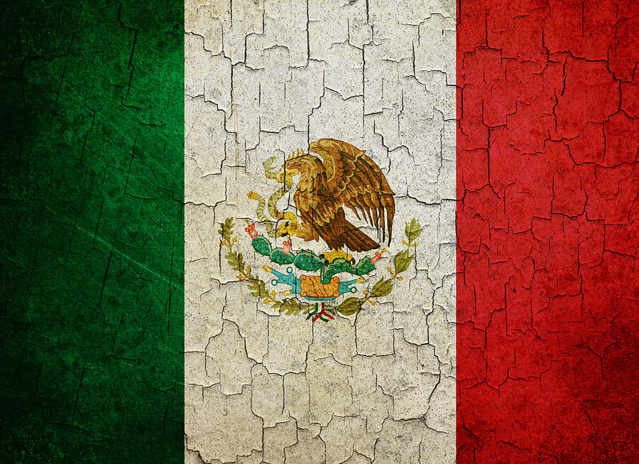 Grunge Mexico flag Digital Art by Steve Ball