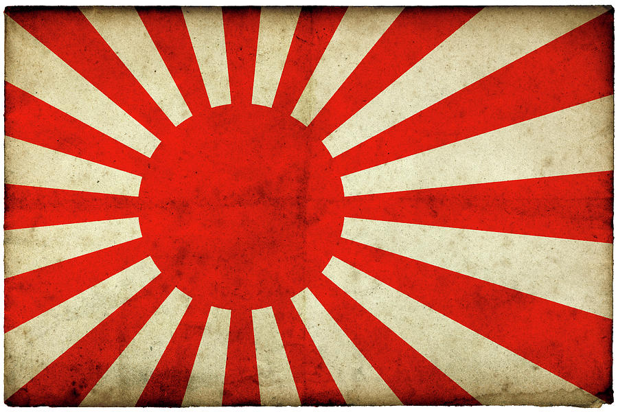 Grunge Rising Sun Flag On Rough Edged Photograph by Abzee
