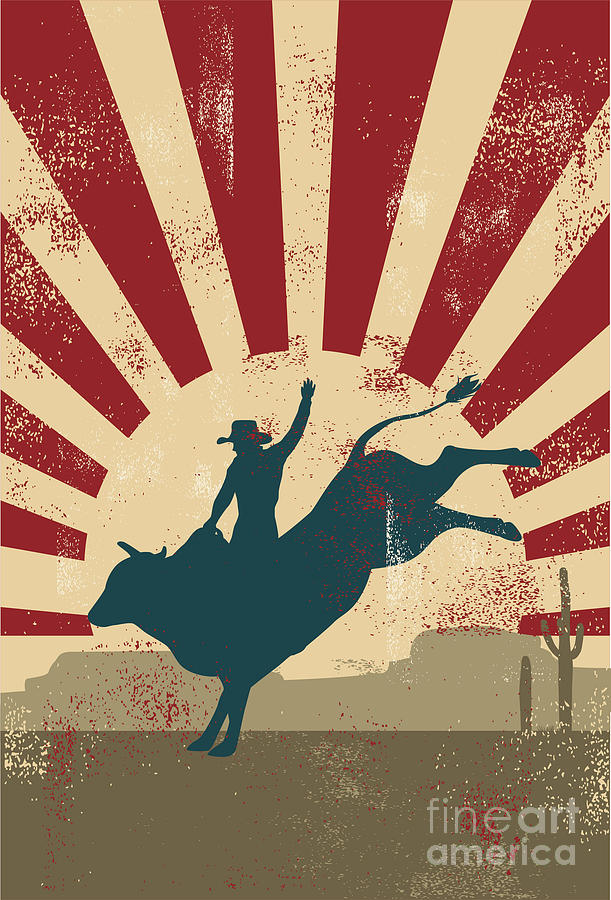 Country Digital Art - Grunge Rodeo Poster,vector by Seita Country Digital Art - Grunge Rodeo Poster,vector by Seita