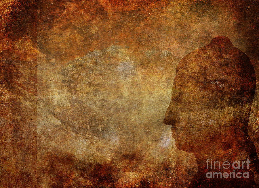 Grunge rusty background with buddha Photograph by Patricia Hofmeester