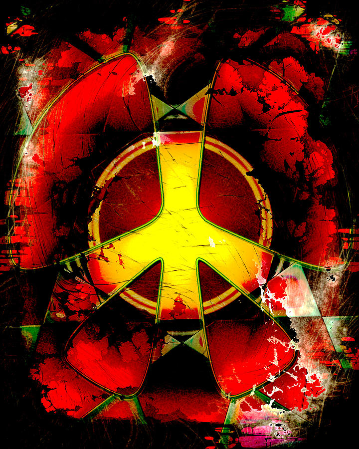 Grunge Style Peace Sign Digital Art by David G Paul