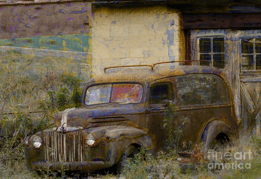 Transportation Photograph - Grungy Vintage Ford Panel Truck by Liane Wright