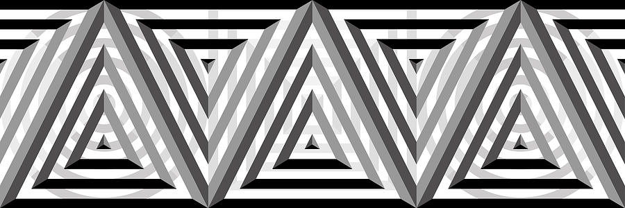 Black And White Digital Art - GS Triangles Panoramic by Mike McGlothlen