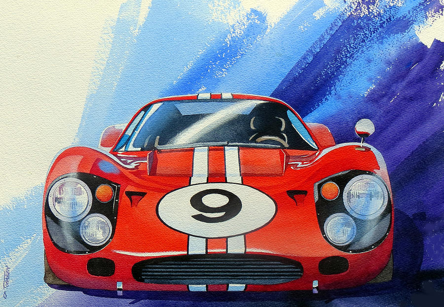 Gt40 Painting - GT40 No9 MKIV by Dave Tobaben