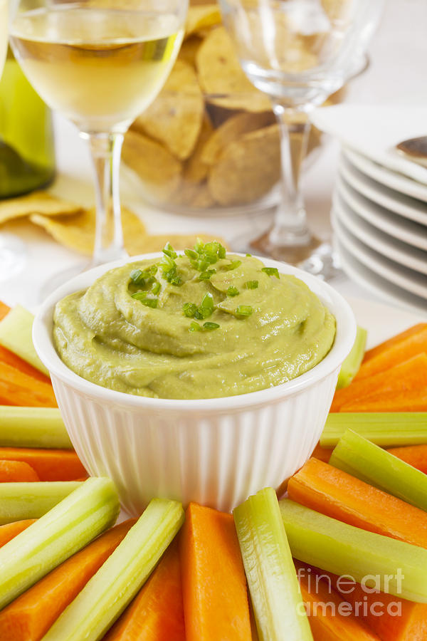 Carrot Photograph - Guacamole with Carrot and Celery Sticks by Colin and Linda McKie