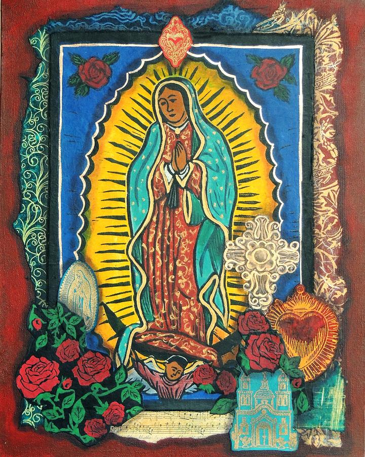 Guadalupe Collage in Red Mixed Media by Candy Mayer Guadalupe Collage in Red Mixed Media by Candy Mayer