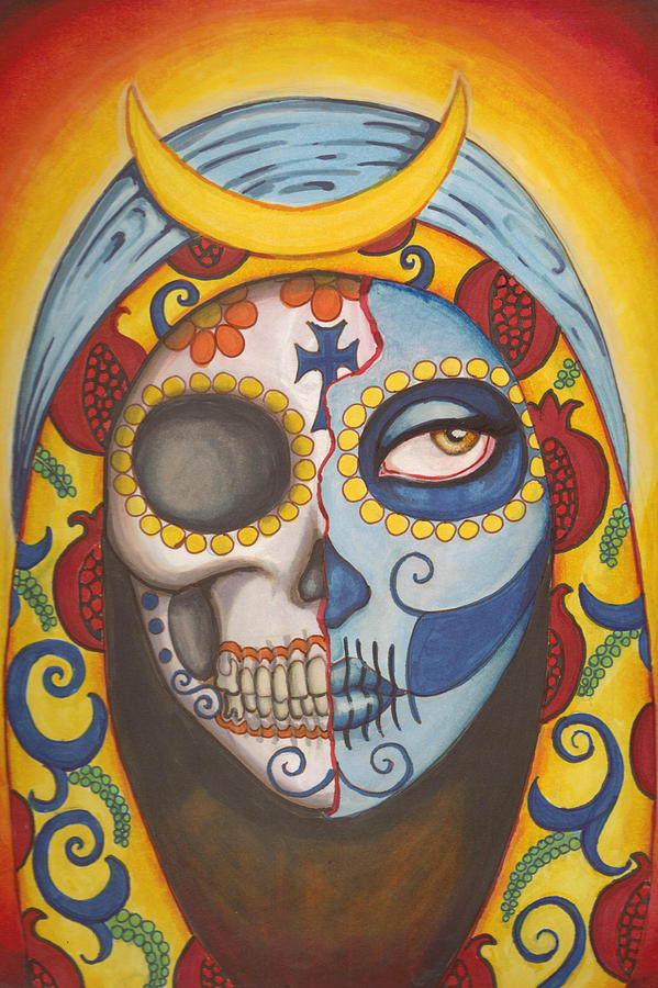 Skull Painting - Guadalupe by Shayne of the Dead