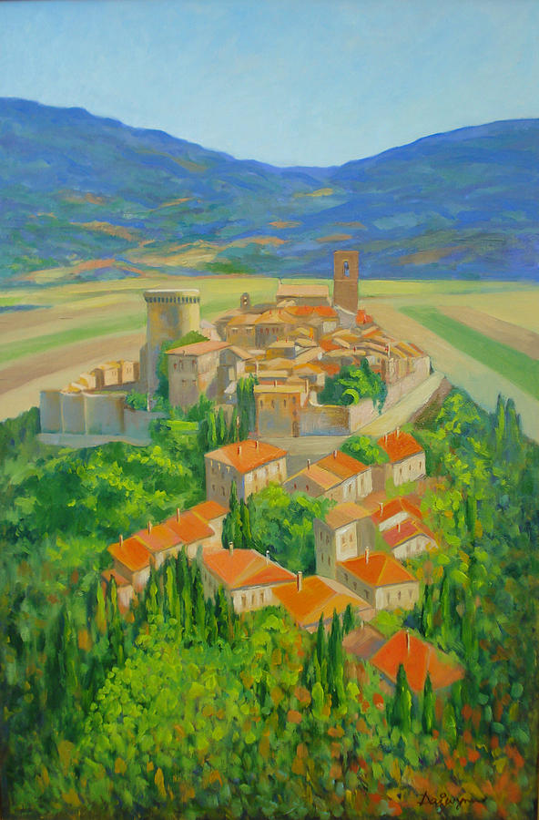 Gualdo Cattaneo walled village in Umbria Italy Painting by Dai Wynn